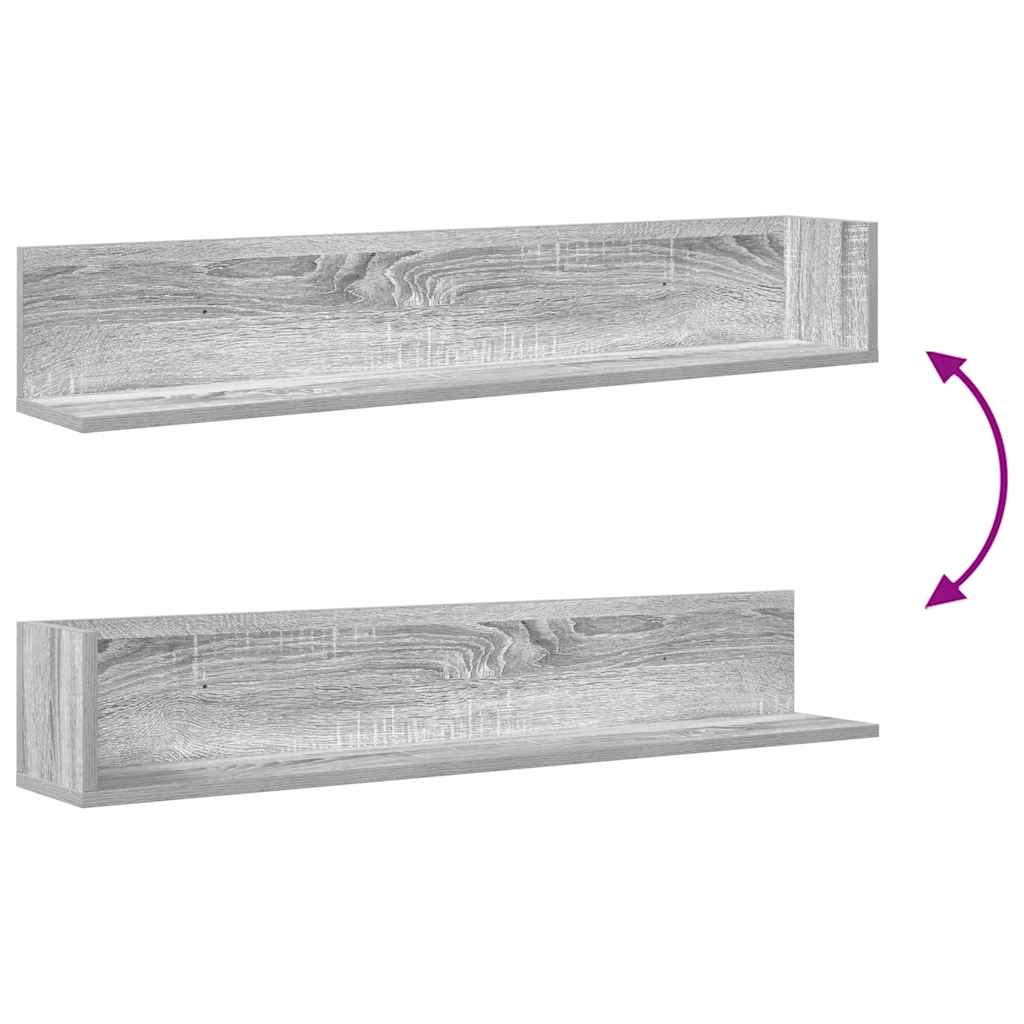 Wandschappen 2 st 100x16,5x16,5 cm bewerkt hout grijs sonoma is nu te koop bij PeponiXL, paradijselijk wonen!