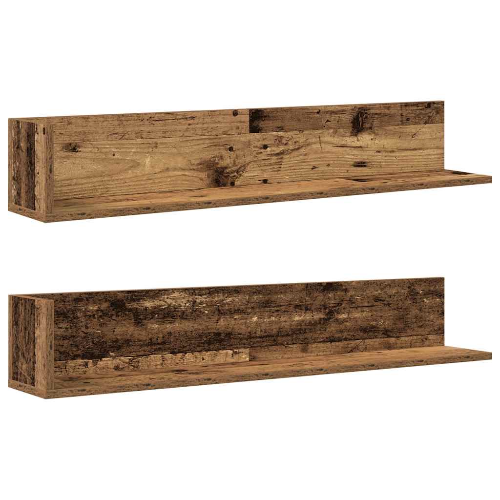 Wandschappen 2 st 100x16,5x16,5 cm bewerkt hout oud houtkleurig is nu te koop bij PeponiXL, paradijselijk wonen!