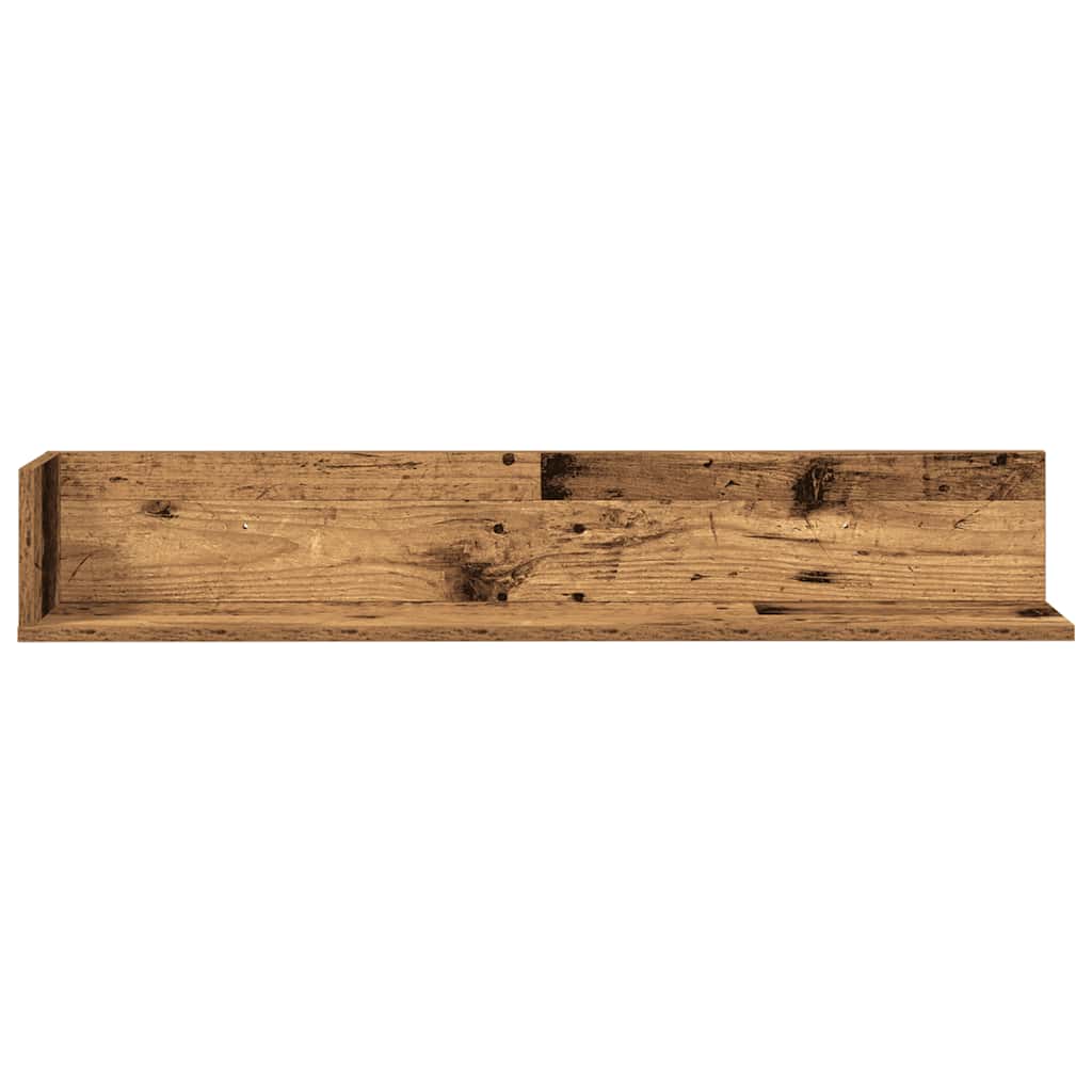 Wandschappen 2 st 100x16,5x16,5 cm bewerkt hout oud houtkleurig is nu te koop bij PeponiXL, paradijselijk wonen!