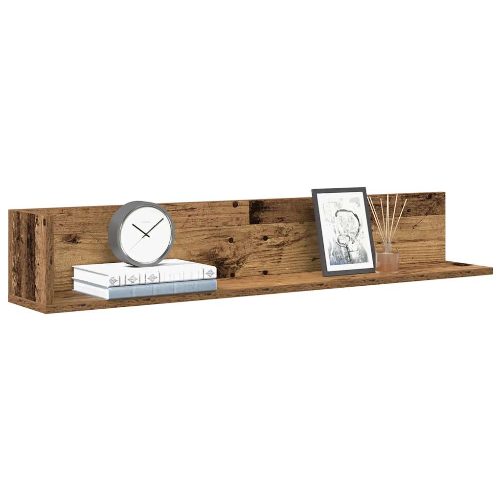 Wandschappen 2 st 100x16,5x16,5 cm bewerkt hout oud houtkleurig is nu te koop bij PeponiXL, paradijselijk wonen!