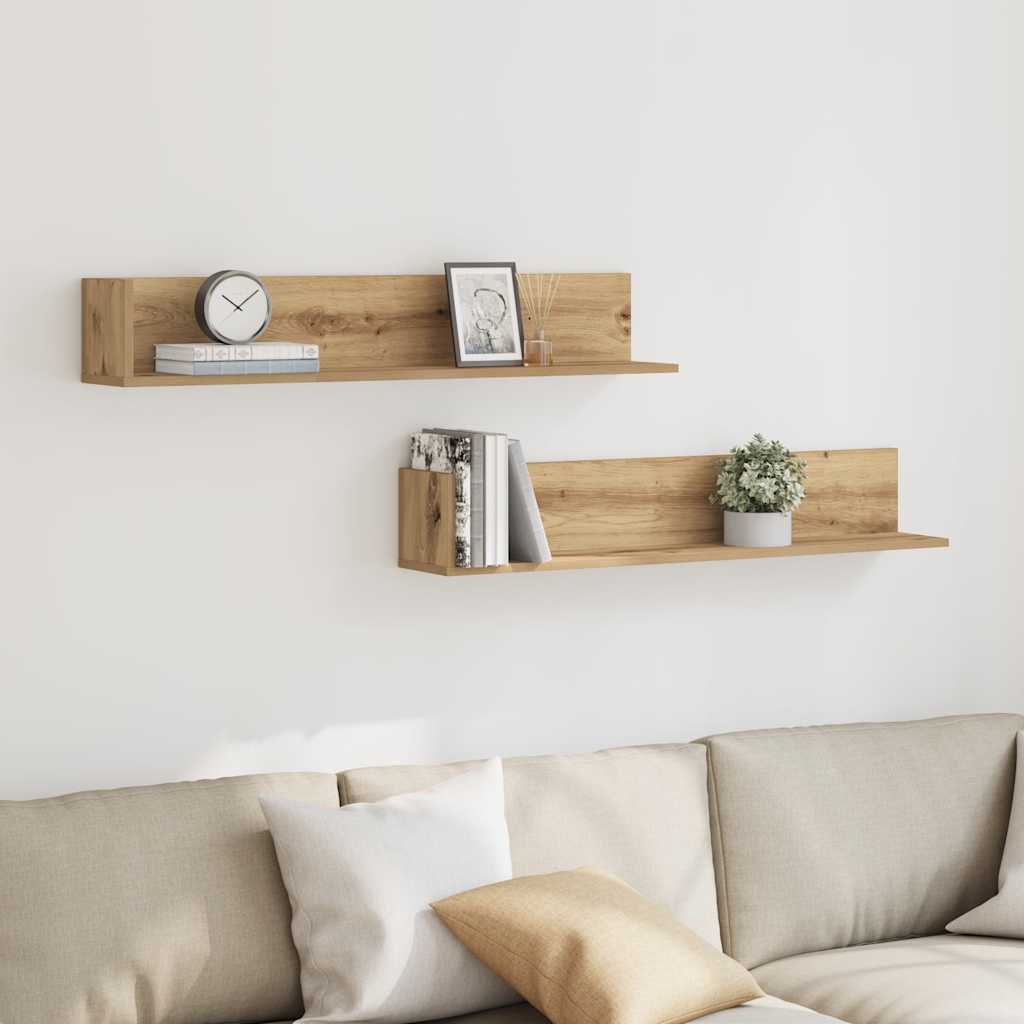 Wandschappen 2 st 100x16,5x16,5cm bewerkt hout artisanaal eiken is nu te koop bij PeponiXL, paradijselijk wonen!