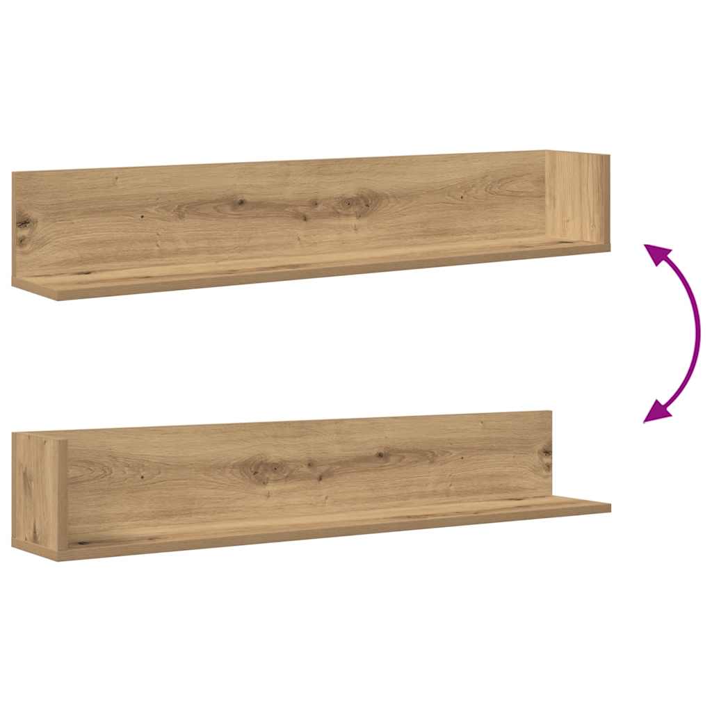 Wandschappen 2 st 100x16,5x16,5cm bewerkt hout artisanaal eiken is nu te koop bij PeponiXL, paradijselijk wonen!