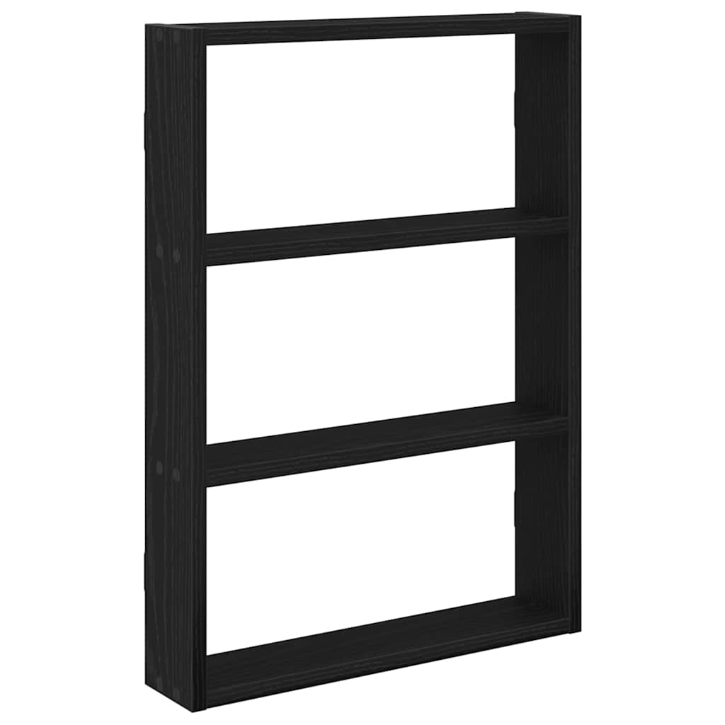 Wandschap 43x9x60 cm bewerkt hout zwart is nu te koop bij PeponiXL, paradijselijk wonen!