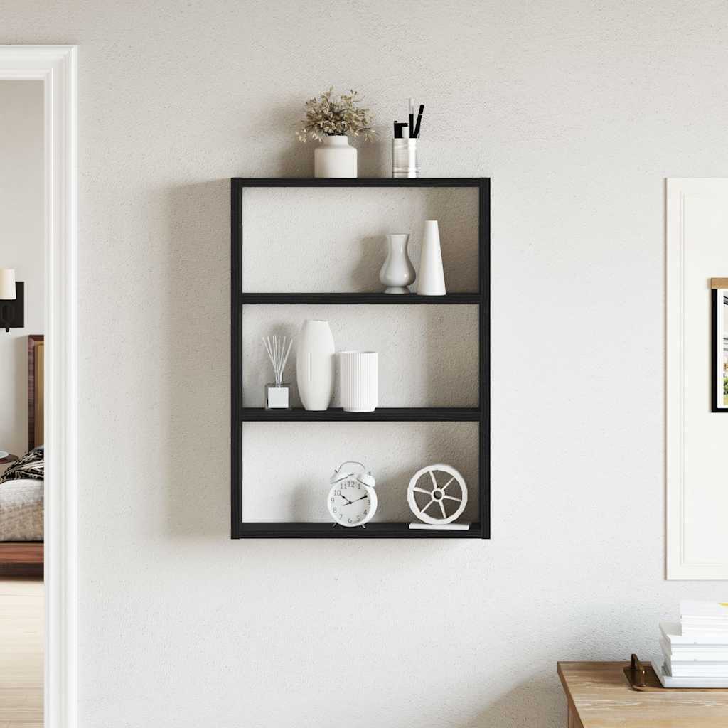 Wandschap 43x9x60 cm bewerkt hout zwart is nu te koop bij PeponiXL, paradijselijk wonen!