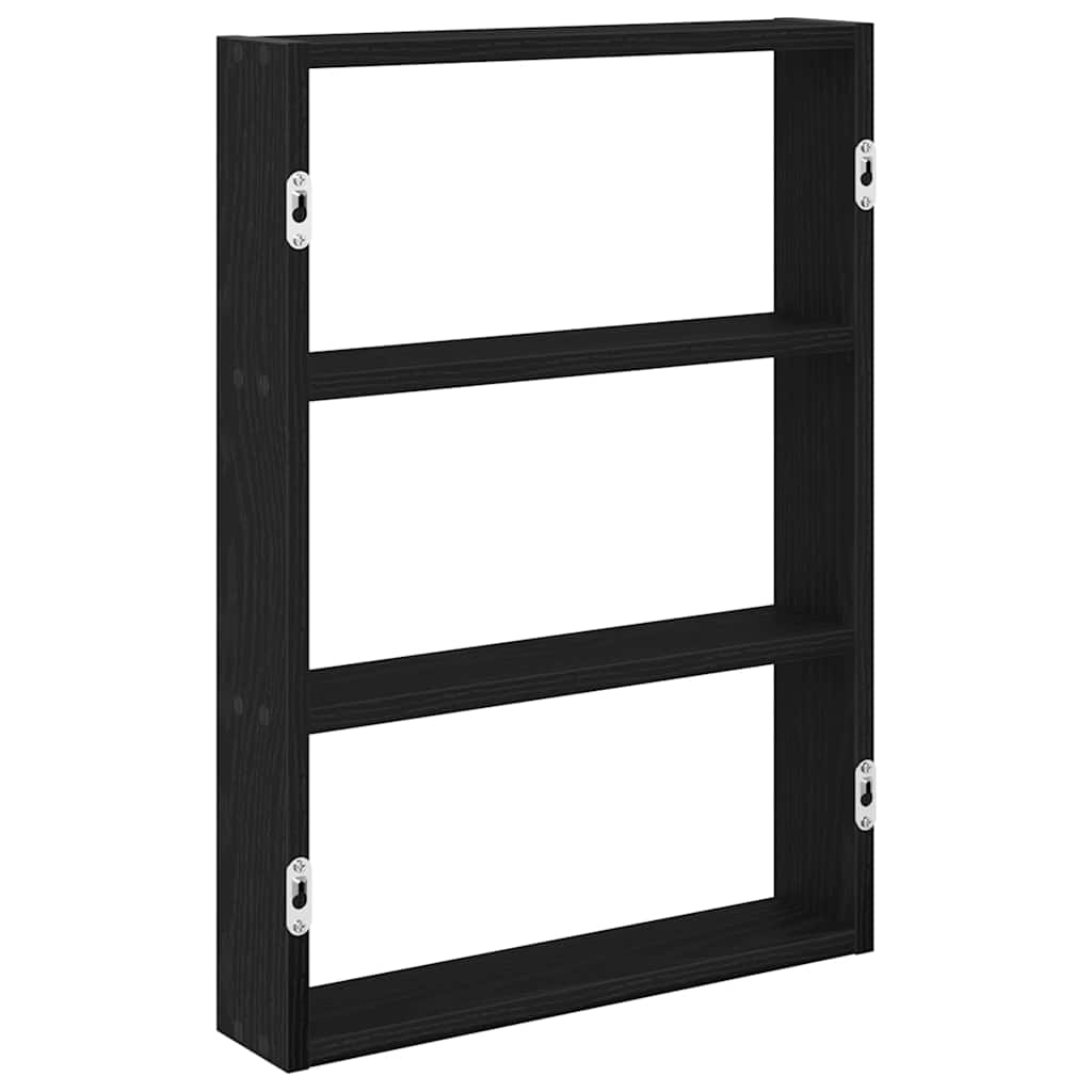 Wandschap 43x9x60 cm bewerkt hout zwart is nu te koop bij PeponiXL, paradijselijk wonen!
