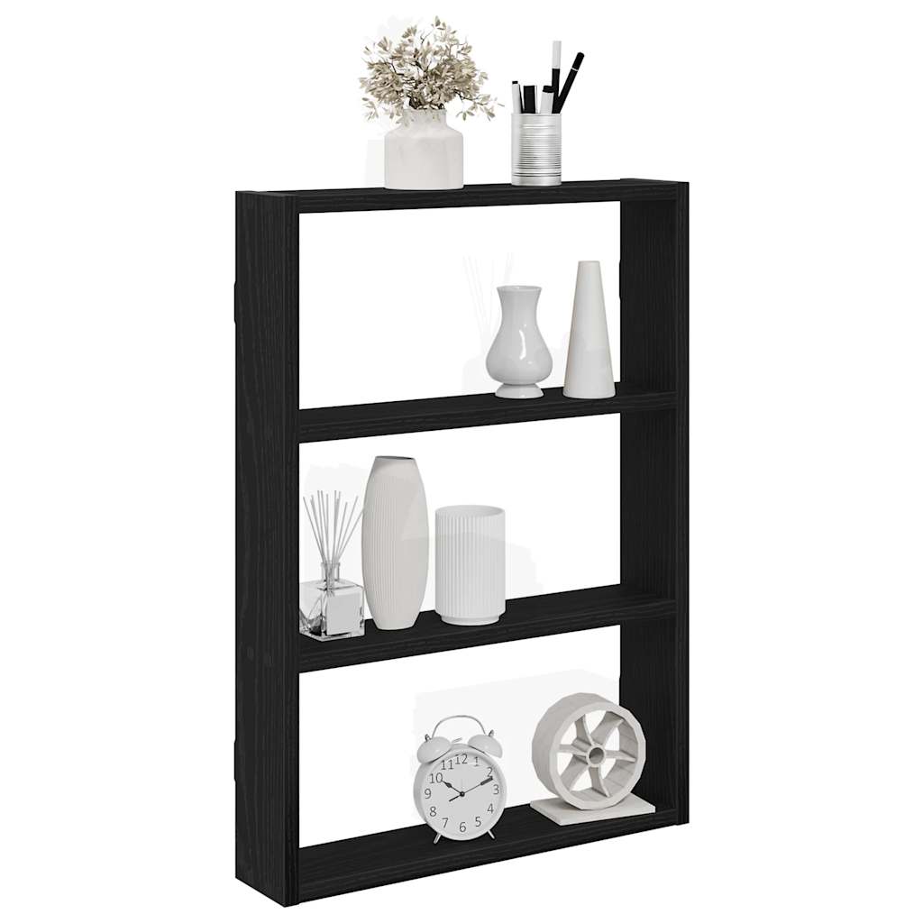 Wandschap 43x9x60 cm bewerkt hout zwart is nu te koop bij PeponiXL, paradijselijk wonen!