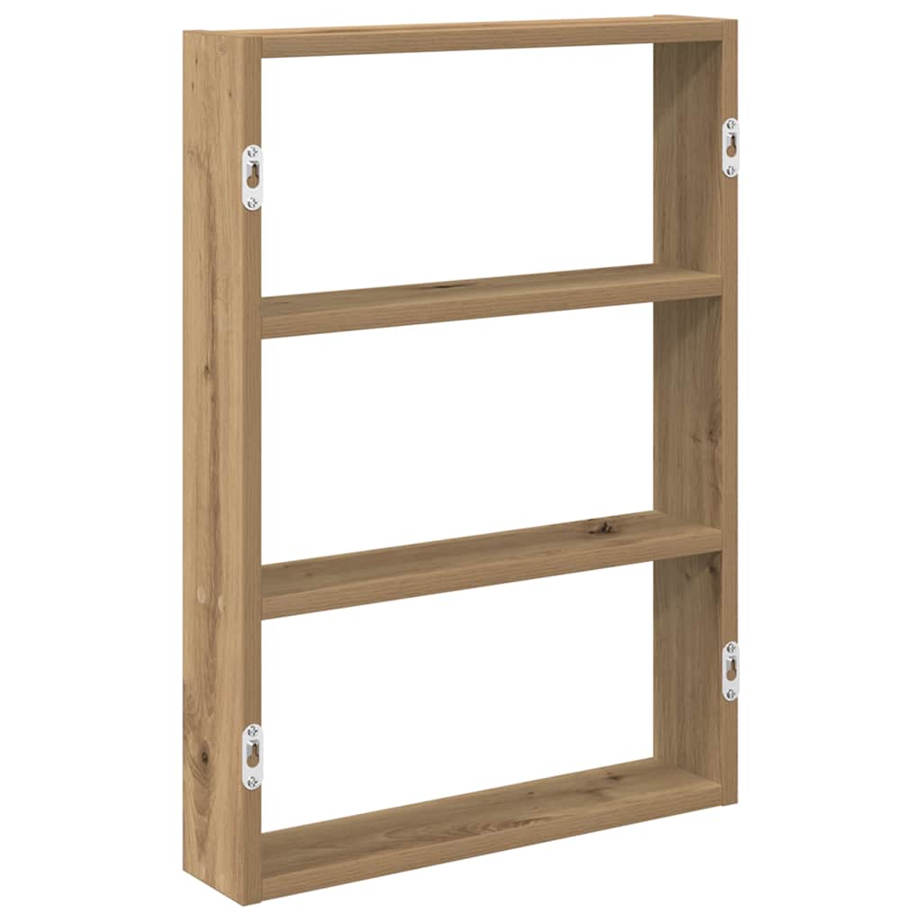 Wandschap 43x9x60 cm bewerkt hout artisanaal eikenkleurig is nu te koop bij PeponiXL, paradijselijk wonen!