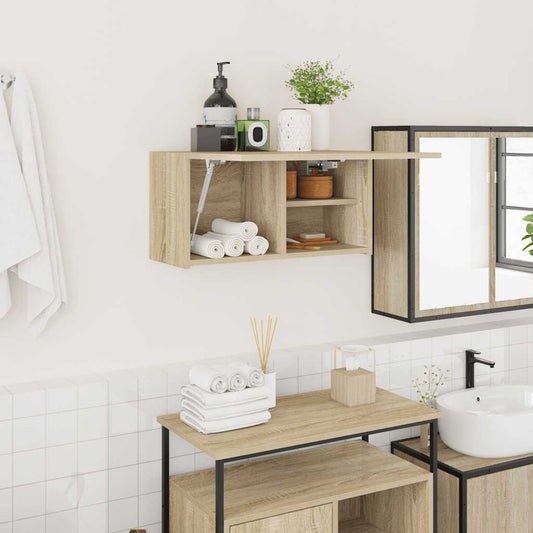 Badkamerwandkast 60x25x30 cm bewerkt hout sonoma eikenkleurig is nu te koop bij PeponiXL, paradijselijk wonen!