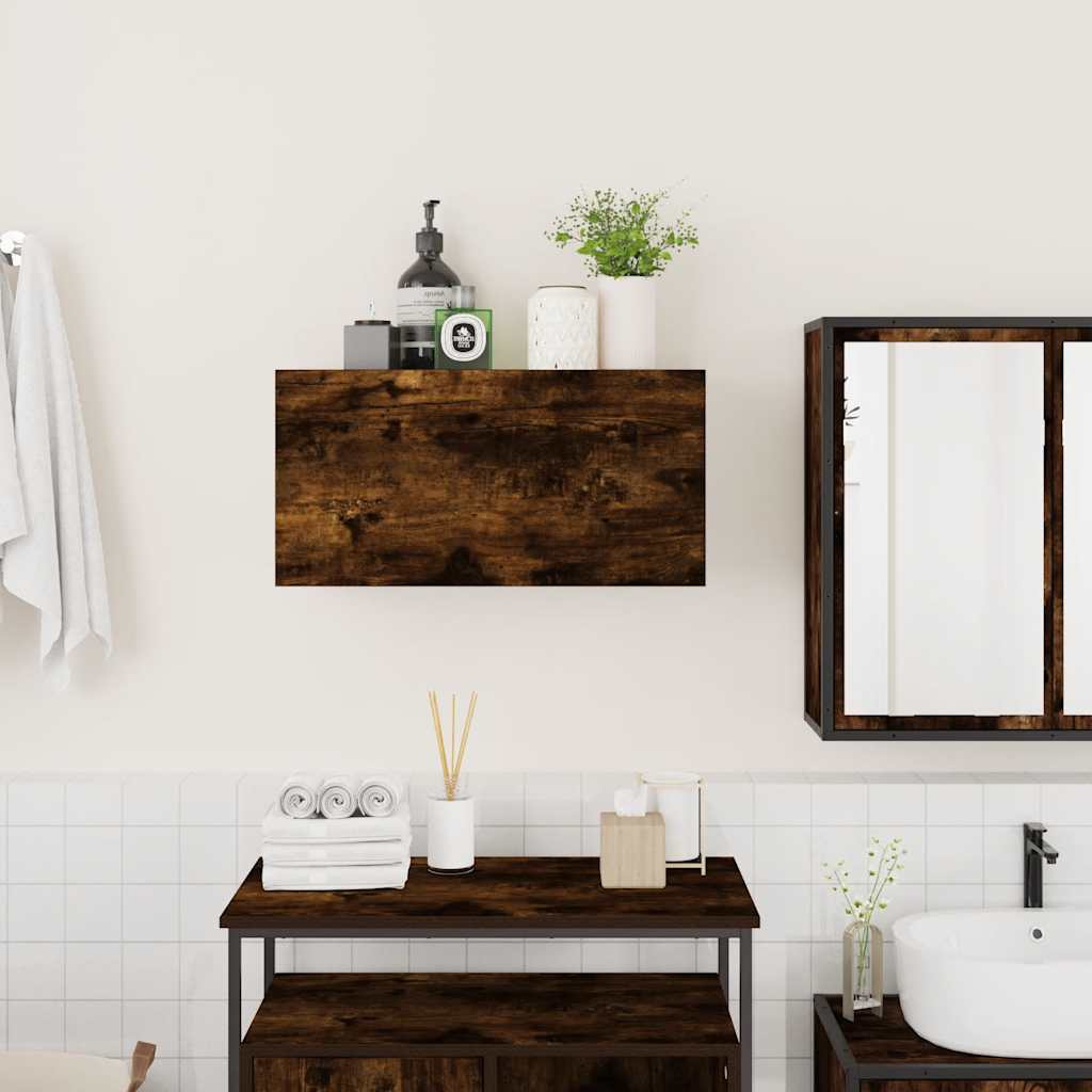 Badkamerwandkast 60x25x30 cm bewerkt hout gerookt eikenkleurig is nu te koop bij PeponiXL, paradijselijk wonen!