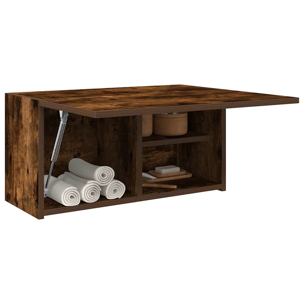 Badkamerwandkast 60x25x30 cm bewerkt hout gerookt eikenkleurig is nu te koop bij PeponiXL, paradijselijk wonen!