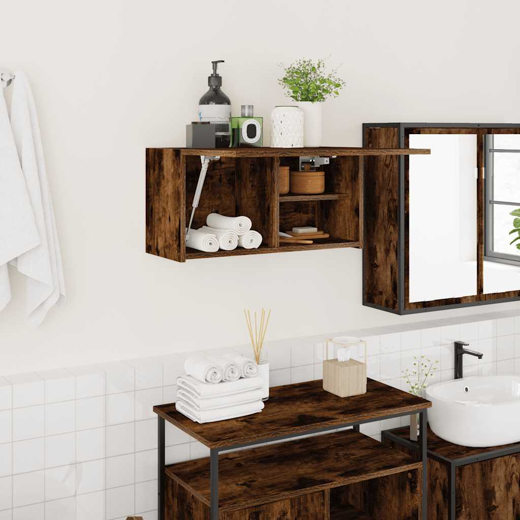 Badkamerwandkast 60x25x30 cm bewerkt hout gerookt eikenkleurig is nu te koop bij PeponiXL, paradijselijk wonen!