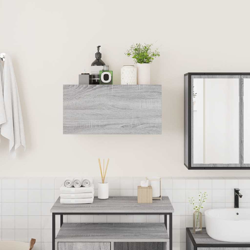 Badkamerwandkast 60x25x30 cm bewerkt hout grijs sonoma eiken is nu te koop bij PeponiXL, paradijselijk wonen!