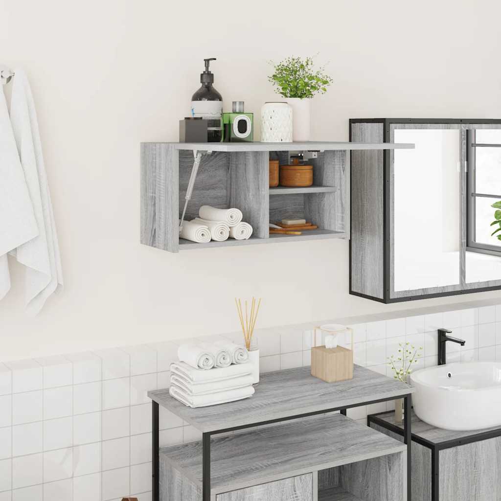 Badkamerwandkast 60x25x30 cm bewerkt hout grijs sonoma eiken is nu te koop bij PeponiXL, paradijselijk wonen!