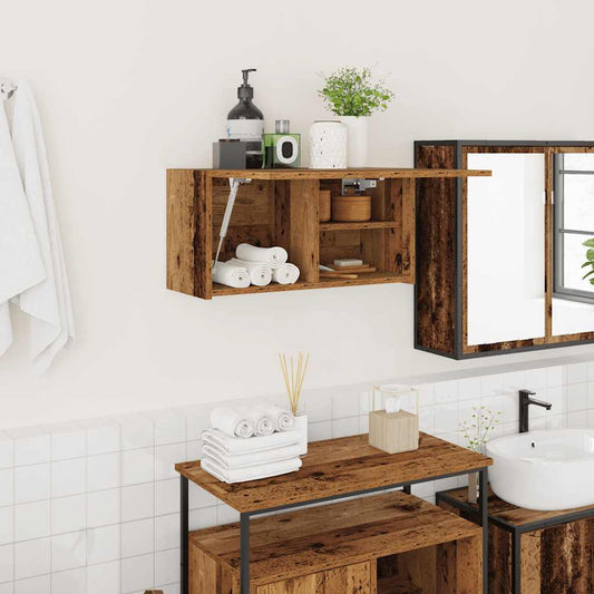 Badkamerwandkast 60x25x30 cm bewerkt hout oud houtkleurig is nu te koop bij PeponiXL, paradijselijk wonen!