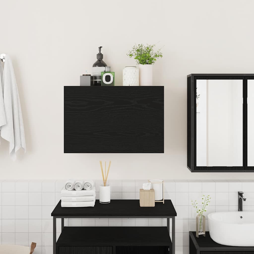 Badkamerwandkast 60x25x40 cm bewerkt hout zwart is nu te koop bij PeponiXL, paradijselijk wonen!
