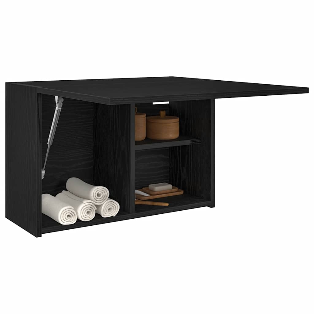 Badkamerwandkast 60x25x40 cm bewerkt hout zwart is nu te koop bij PeponiXL, paradijselijk wonen!