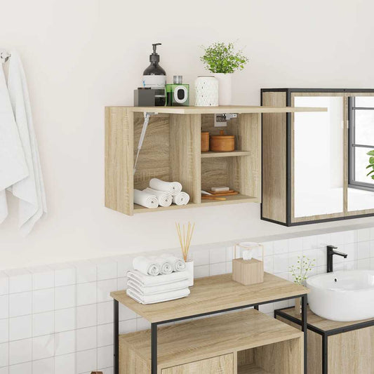 Badkamerwandkast 60x25x40 cm bewerkt hout sonoma eikenkleurig is nu te koop bij PeponiXL, paradijselijk wonen!
