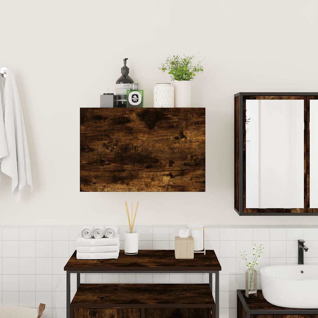 Badkamerwandkast 60x25x40 cm bewerkt hout gerookt eikenkleurig is nu te koop bij PeponiXL, paradijselijk wonen!