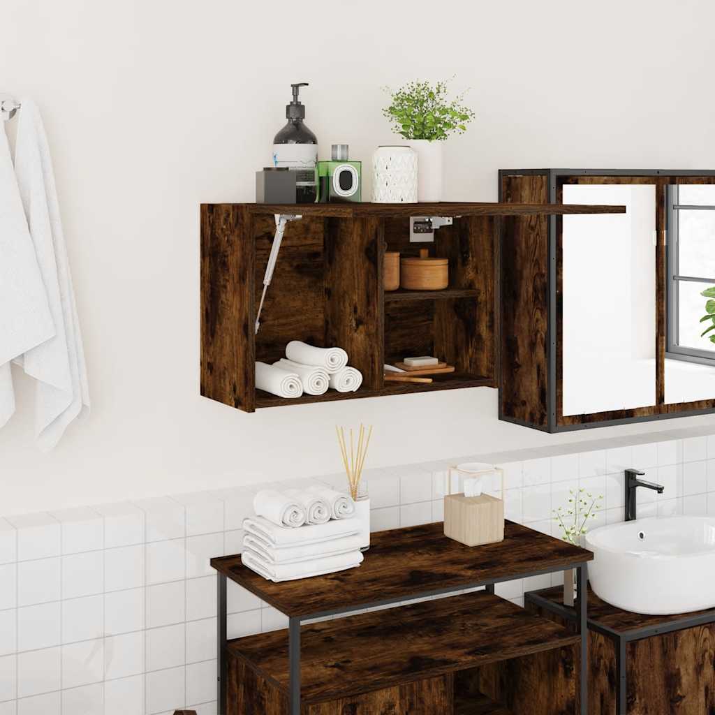 Badkamerwandkast 60x25x40 cm bewerkt hout gerookt eikenkleurig is nu te koop bij PeponiXL, paradijselijk wonen!