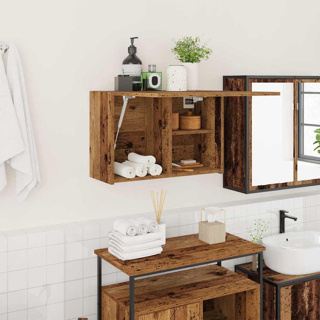 Badkamerwandkast 60x25x40 cm bewerkt hout oud houtkleurig is nu te koop bij PeponiXL, paradijselijk wonen!