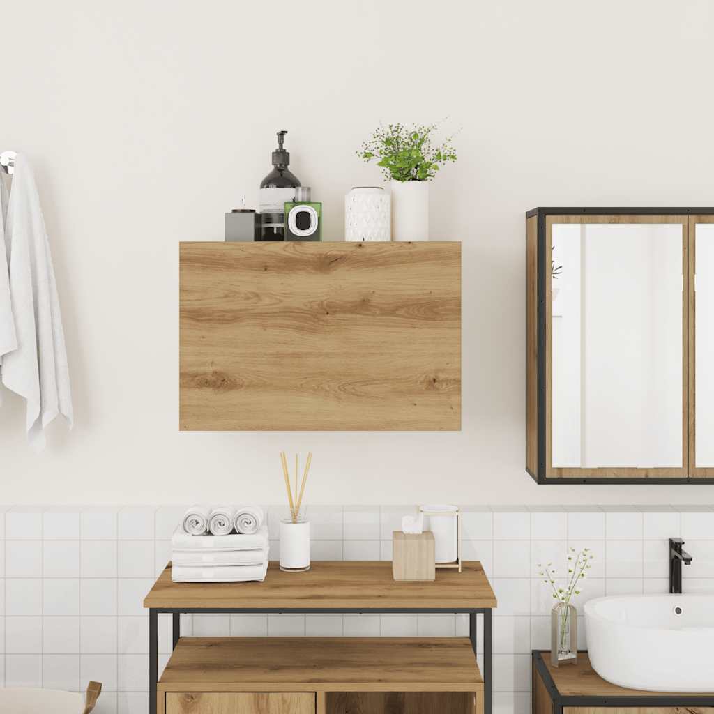 Badkamerwandkast 60x25x40 cm bewerkt hout artisanaal eikenkleur is nu te koop bij PeponiXL, paradijselijk wonen!
