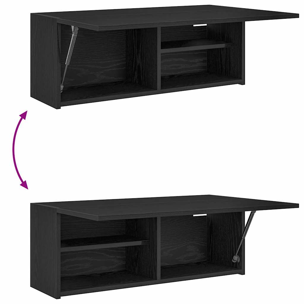 Badkamerwandkast 80x25x30 cm bewerkt hout zwart is nu te koop bij PeponiXL, paradijselijk wonen!