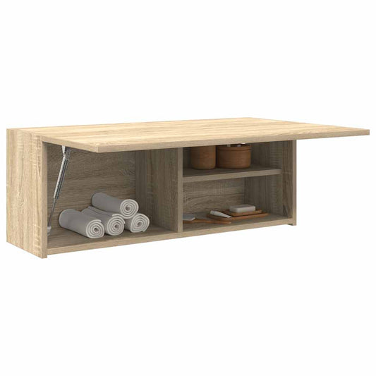 Badkamerwandkast 80x25x30 cm bewerkt hout sonoma eikenkleurig is nu te koop bij PeponiXL, paradijselijk wonen!