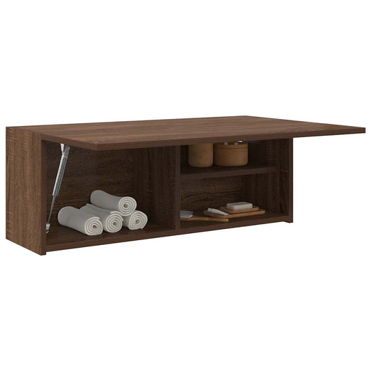 Badkamerwandkast 80x25x30 cm bewerkt hout bruin eikenkleur is nu te koop bij PeponiXL, paradijselijk wonen!