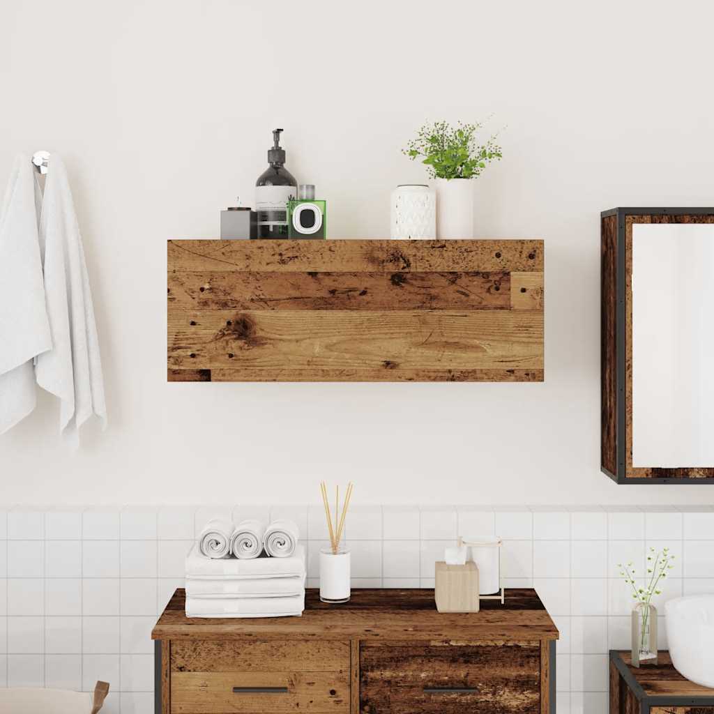Badkamerwandkast 80x25x30 cm bewerkt hout oud houtkleurig is nu te koop bij PeponiXL, paradijselijk wonen!