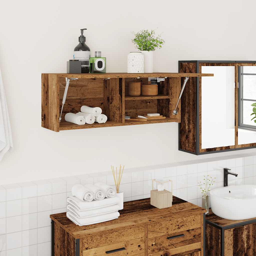Badkamerwandkast 80x25x30 cm bewerkt hout oud houtkleurig is nu te koop bij PeponiXL, paradijselijk wonen!