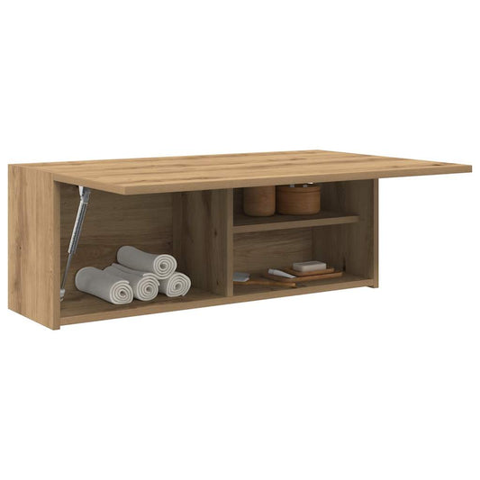 Badkamerwandkast 80x25x30 cm bewerkt hout artisanaal eikenkleur is nu te koop bij PeponiXL, paradijselijk wonen!