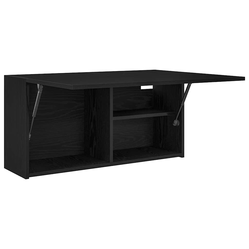 Badkamerwandkast 80x25x40 cm bewerkt hout zwart is nu te koop bij PeponiXL, paradijselijk wonen!