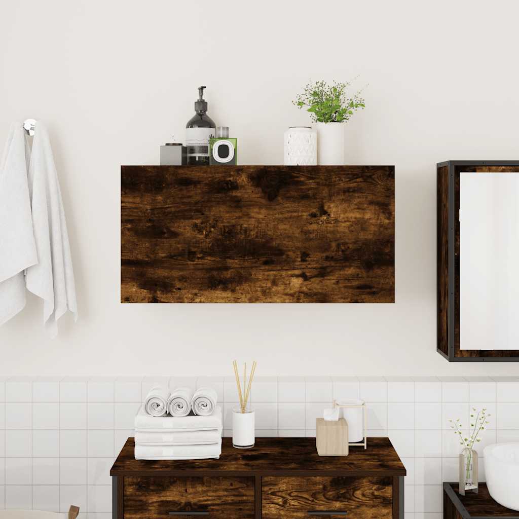 Badkamerwandkast 80x25x40 cm bewerkt hout gerookt eikenkleurig is nu te koop bij PeponiXL, paradijselijk wonen!