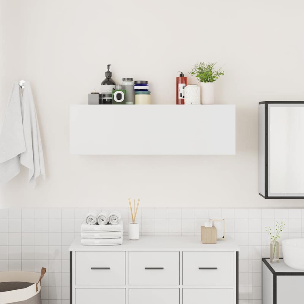 Badkamerwandkast 100x25x30 cm bewerkt hout wit is nu te koop bij PeponiXL, paradijselijk wonen!