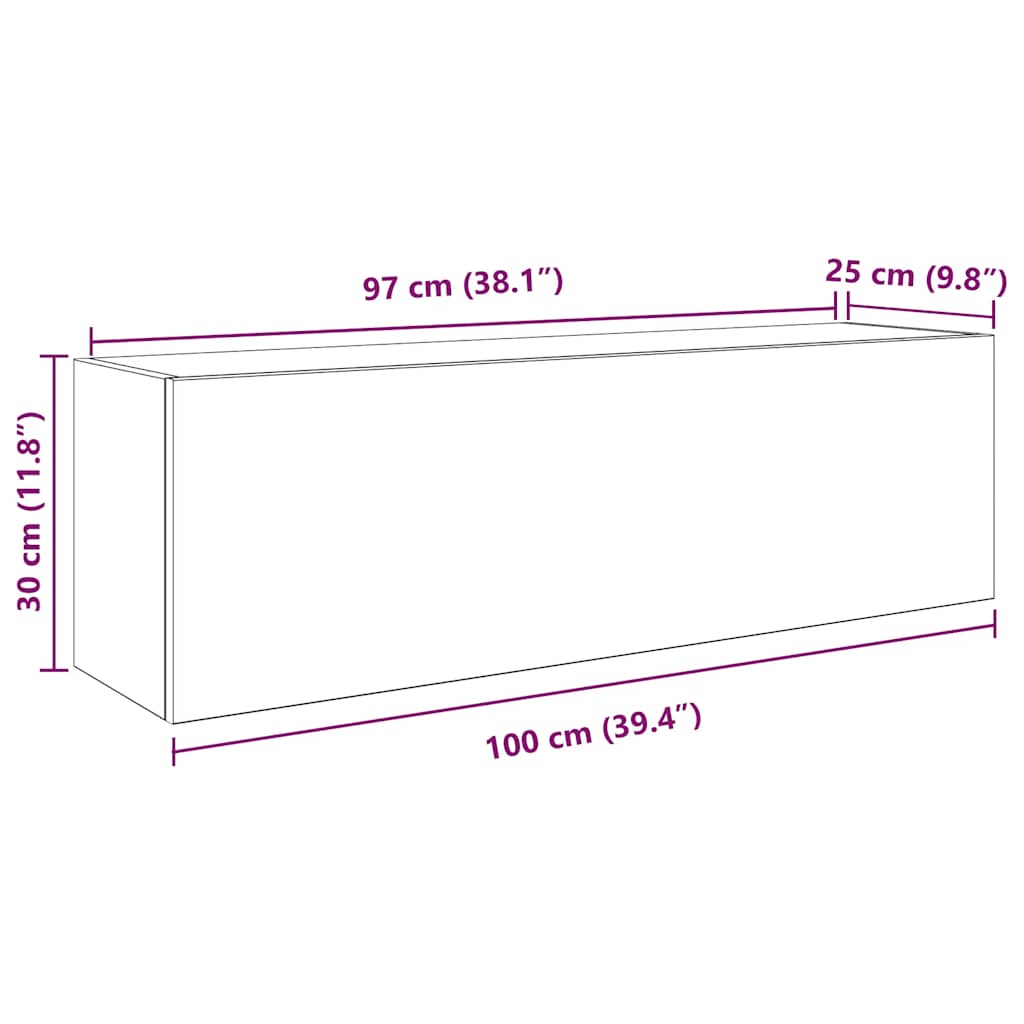 Badkamerwandkast 100x25x30 cm bewerkt hout sonoma eikenkleurig is nu te koop bij PeponiXL, paradijselijk wonen!