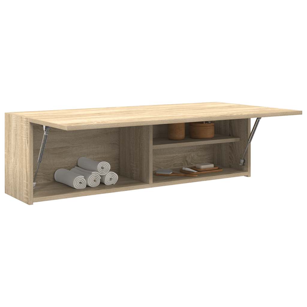 Badkamerwandkast 100x25x30 cm bewerkt hout sonoma eikenkleurig is nu te koop bij PeponiXL, paradijselijk wonen!