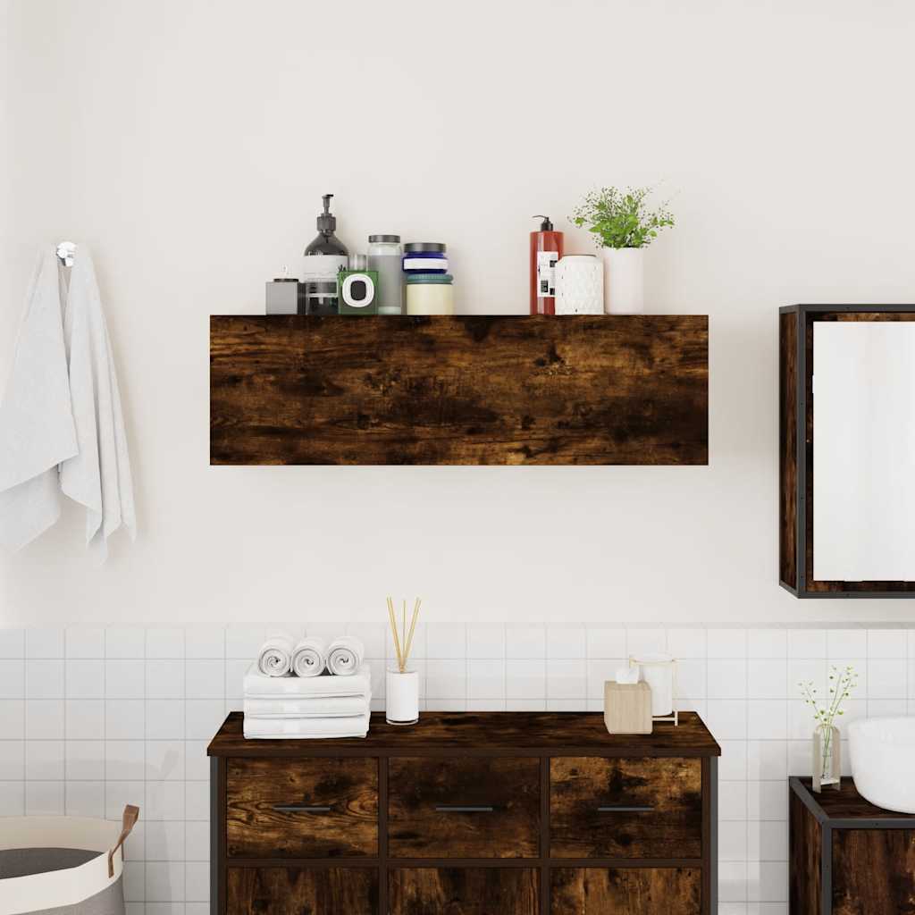 Badkamerwandkast 100x25x30 cm bewerkt hout gerookt eikenkleurig is nu te koop bij PeponiXL, paradijselijk wonen!