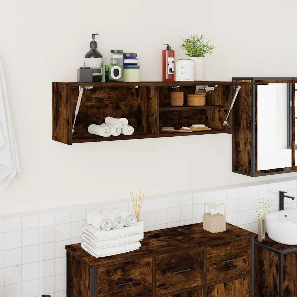 Badkamerwandkast 100x25x30 cm bewerkt hout gerookt eikenkleurig is nu te koop bij PeponiXL, paradijselijk wonen!