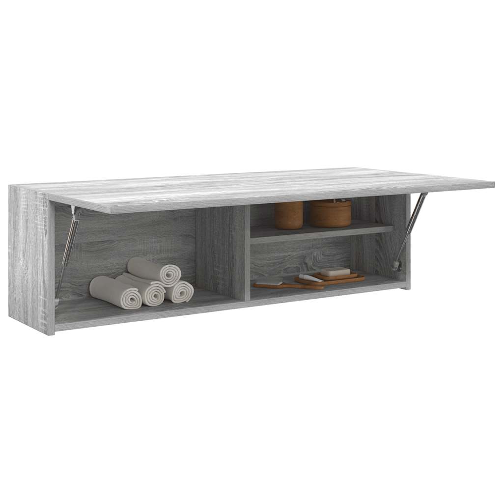 Badkamerwandkast 100x25x30 cm bewerkt hout grijs sonoma eiken is nu te koop bij PeponiXL, paradijselijk wonen!