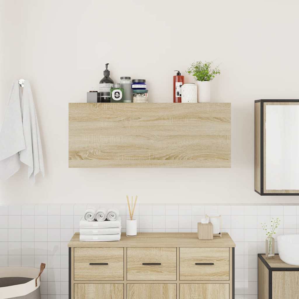 Badkamerwandkast 100x25x40 cm bewerkt hout sonoma eikenkleurig is nu te koop bij PeponiXL, paradijselijk wonen!