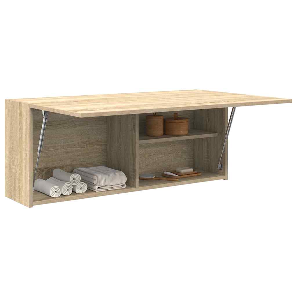 Badkamerwandkast 100x25x40 cm bewerkt hout sonoma eikenkleurig is nu te koop bij PeponiXL, paradijselijk wonen!