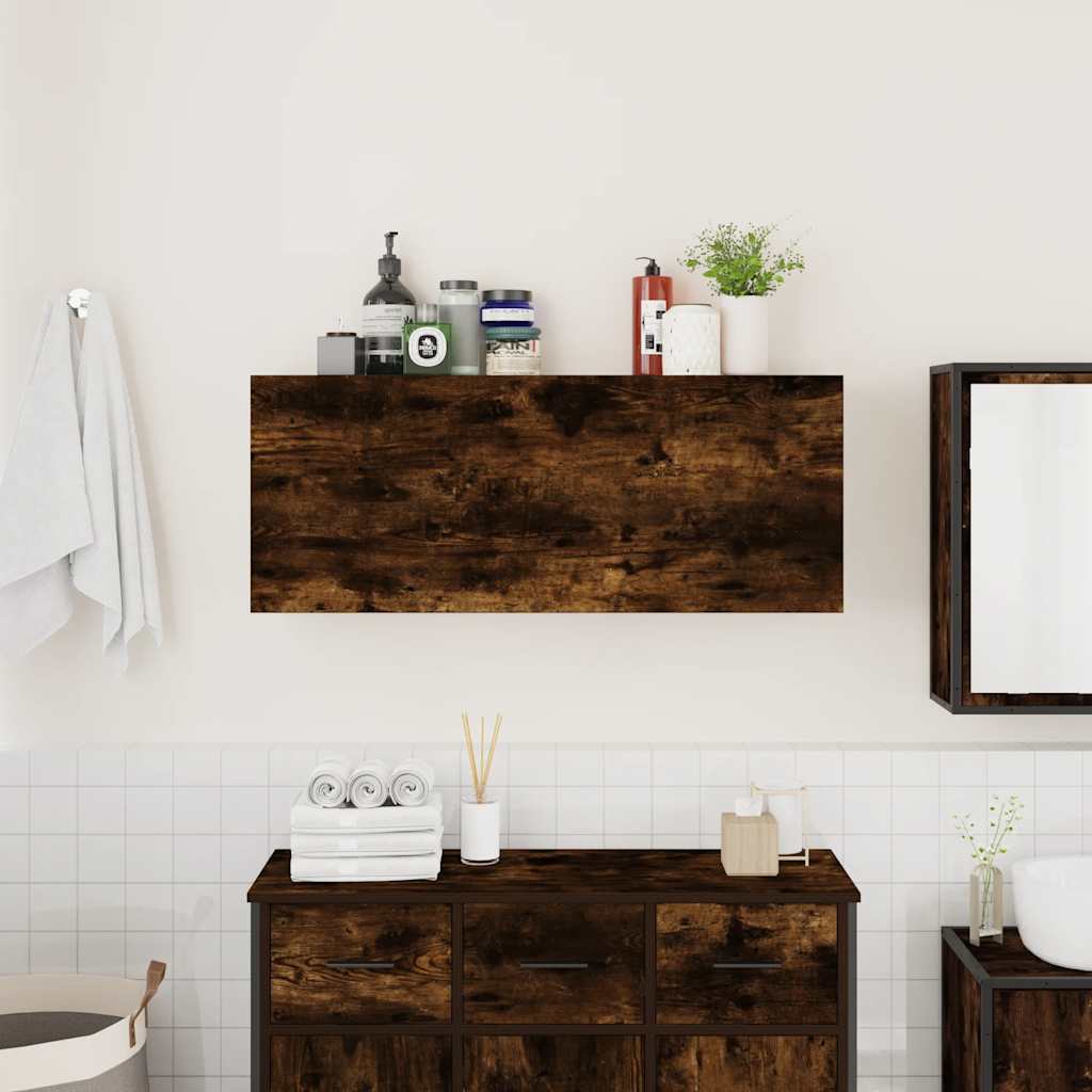 Badkamerwandkast 100x25x40 cm bewerkt hout gerookt eikenkleurig is nu te koop bij PeponiXL, paradijselijk wonen!