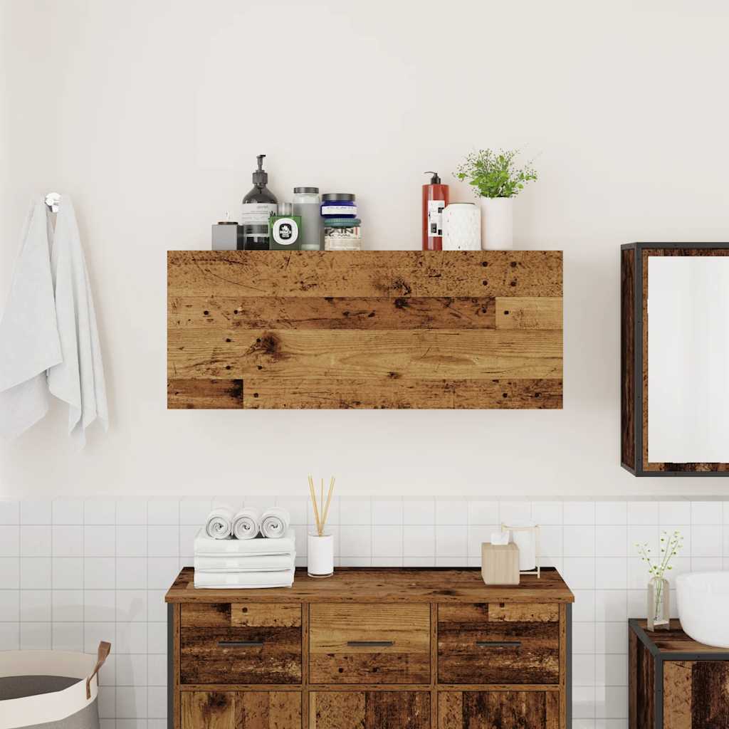 Badkamerwandkast 100x25x40 cm bewerkt hout oud houtkleurig is nu te koop bij PeponiXL, paradijselijk wonen!