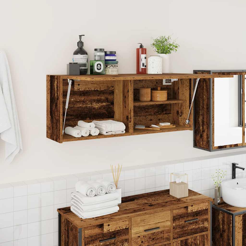 Badkamerwandkast 100x25x40 cm bewerkt hout oud houtkleurig is nu te koop bij PeponiXL, paradijselijk wonen!