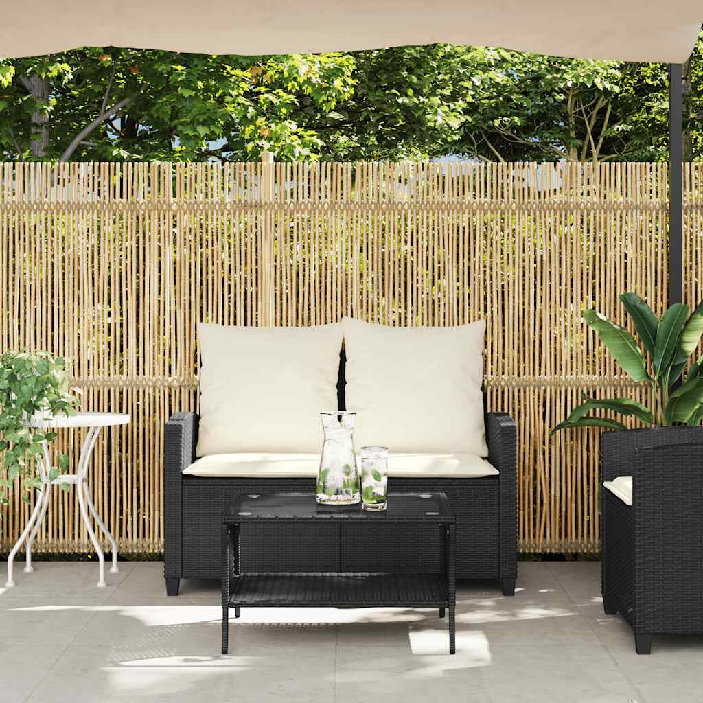 Tuinbank 2-zits met kussens & tafel poly rattan zwart is nu te koop bij PeponiXL, paradijselijk wonen!