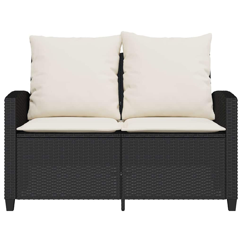 Tuinbank 2-zits met kussens & tafel poly rattan zwart is nu te koop bij PeponiXL, paradijselijk wonen!