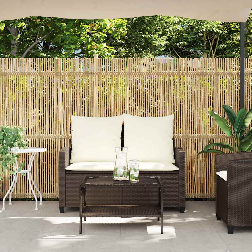 Tuinbank 2-zits met kussens & tafel poly rattan bruin is nu te koop bij PeponiXL, paradijselijk wonen!