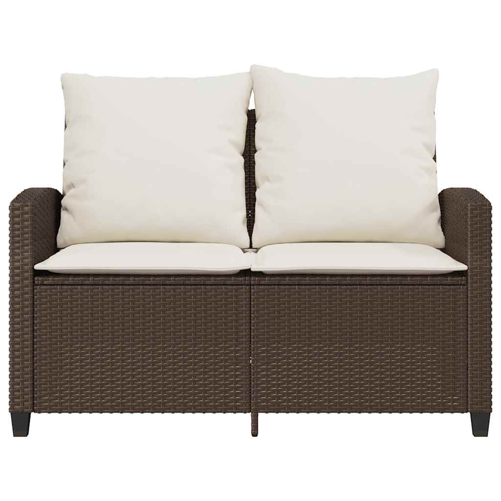 Tuinbank 2-zits met kussens & tafel poly rattan bruin is nu te koop bij PeponiXL, paradijselijk wonen!