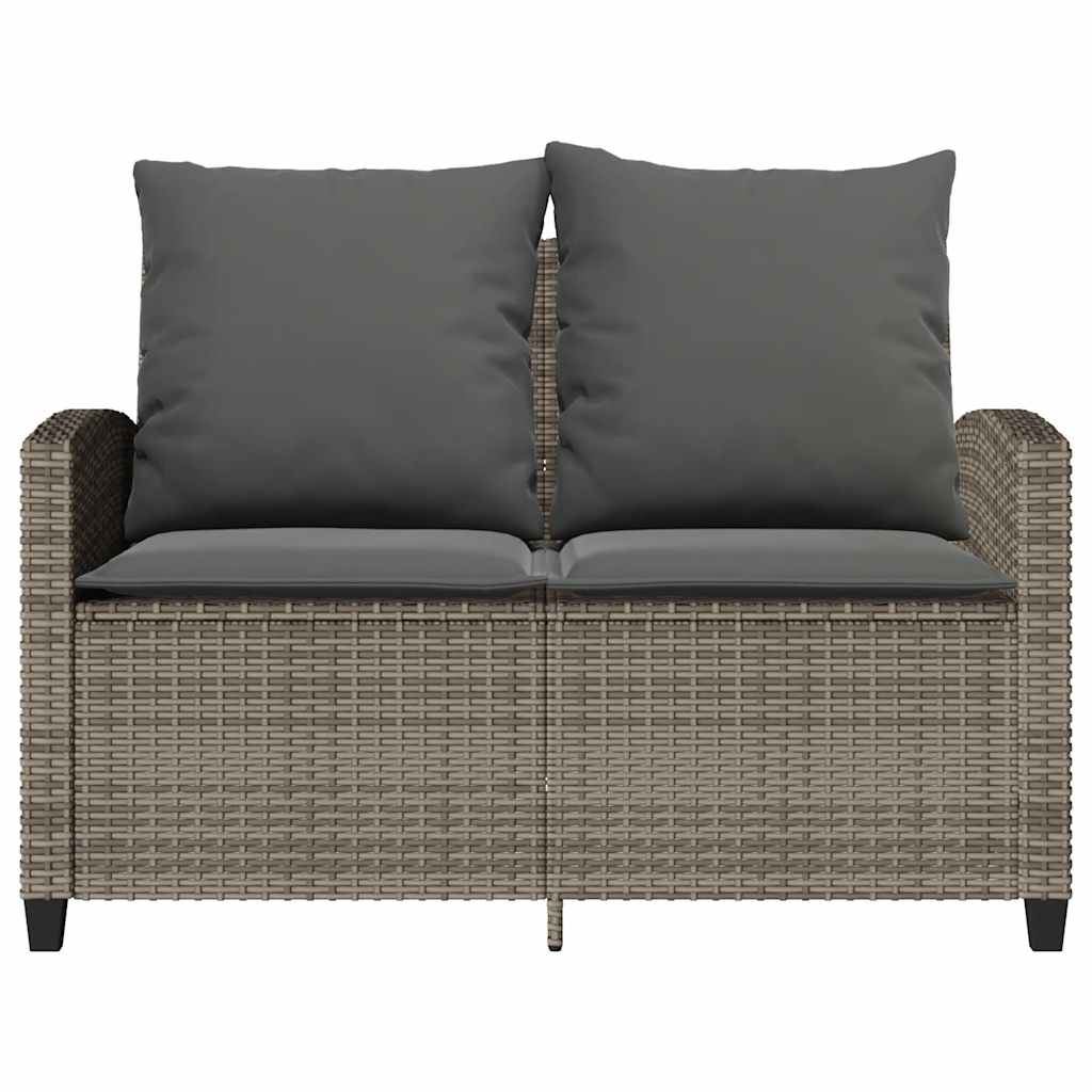 Tuinbank 2-zits met kussens & tafel poly rattan grijs is nu te koop bij PeponiXL, paradijselijk wonen!