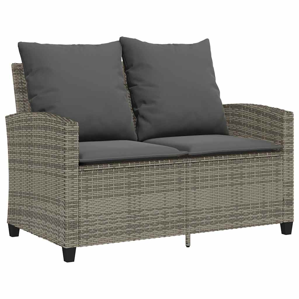 Tuinbank 2-zits met kussens & tafel poly rattan grijs is nu te koop bij PeponiXL, paradijselijk wonen!